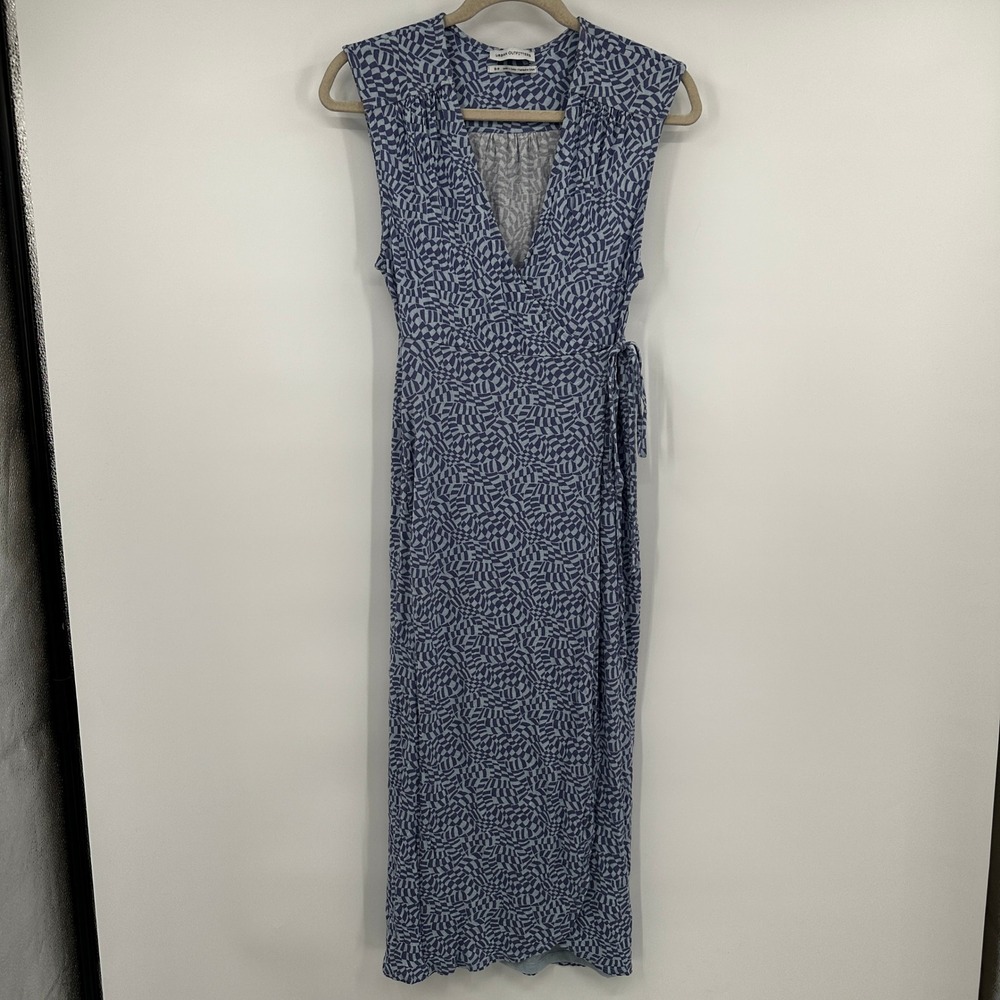 Urban Outfitters Blue Geometric‎ Optical Print Wrap Midi Dress Sleeveless Small